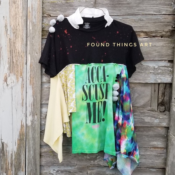 Graphic Tee Upcycled Boho Funky Swing Top - Picture 1 of 4